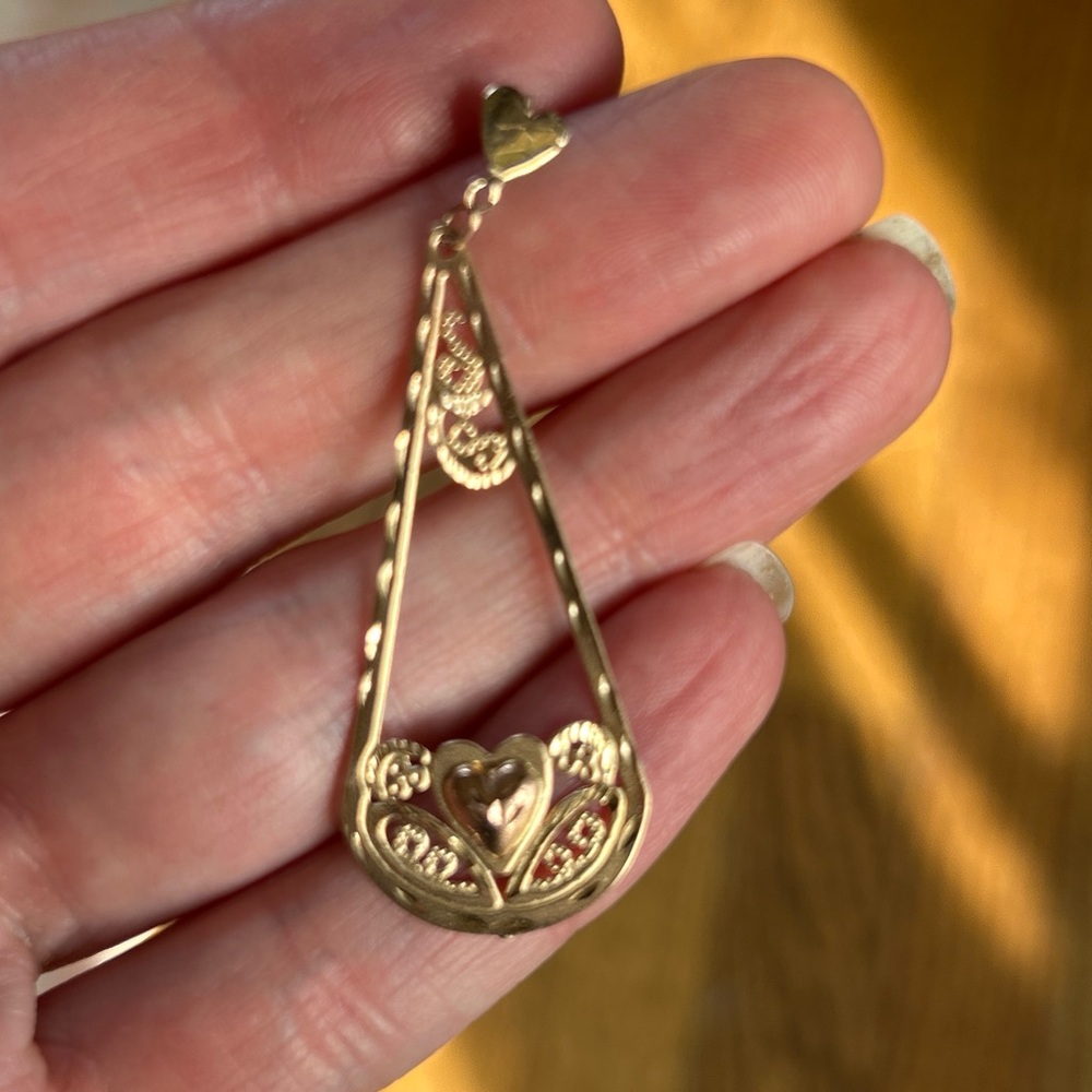 Vintage 14k SOLID GOLD Lavaliere Pendant - Picture 4 of 5